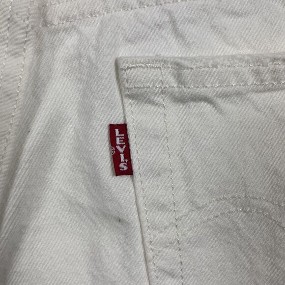 Levis Premium 501 Shorts Womens 27 White Button Fly Distressed Denim Cutoff - Picture 5 of 13